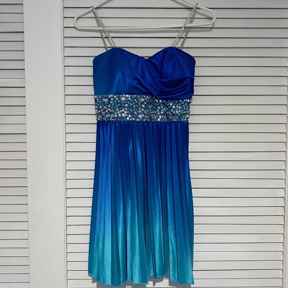 Speechless Ombre Blue Sparkly Bling Formal Dress